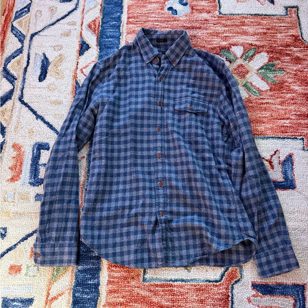 J. Crew Navy Plaid Flannel Shirt